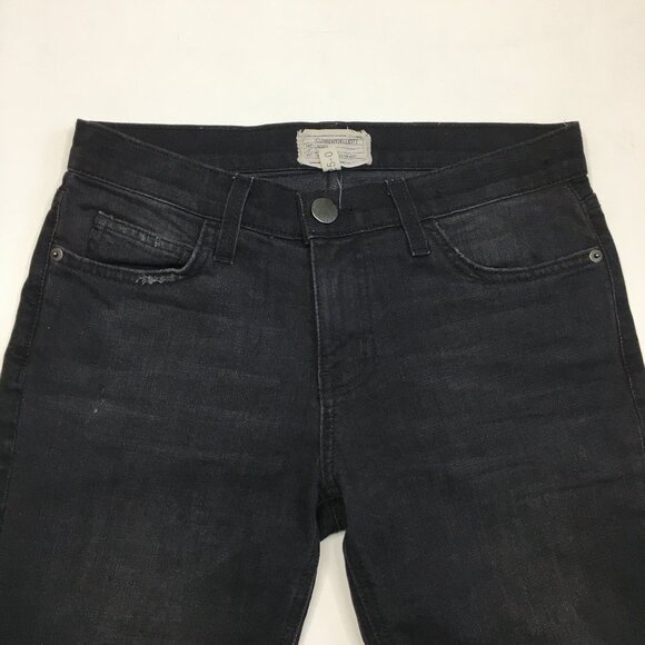 CURRENT ELLIOTT 5 Pocket Black The Cropped Straight Townhouse Released Hem Jeans - Picture 5 of 13